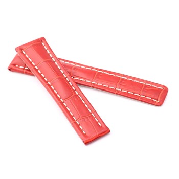 Red Alligator Style Deployment Strap for Breitling® WB7-20/18